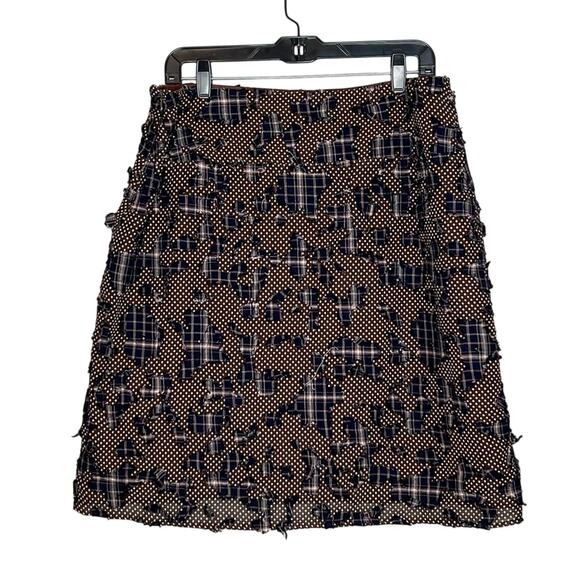 Sevier Skirts Brown White Polka Dot Blue Red Plaid Patch Skirt - Picture 1 of 5